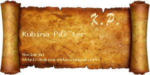 Kubina Péter névjegykártya